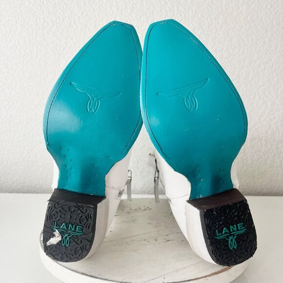 Lane Smokeshow Womens Cowboy Boots 5 White Leather Western Cowgirl Mid Calf Tall - Picture 8 of 11